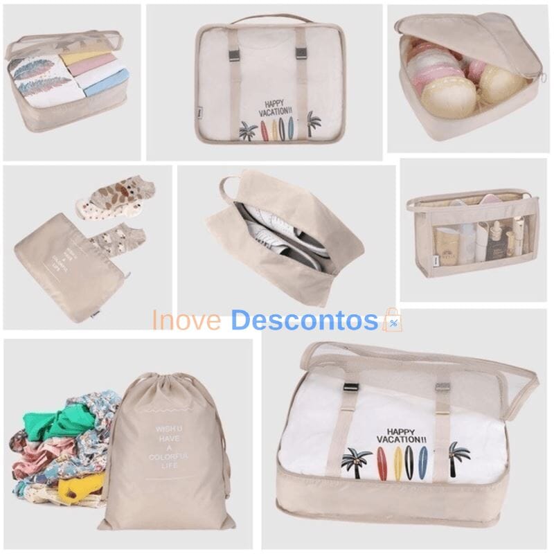 Kit de Bolsas Organizadoras à Prova D'Água 8 Peças